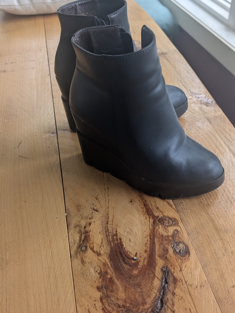 Black Wedge Ankle Boots - Women